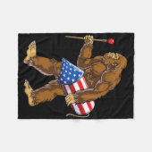 Bigfoot vuurwerk 4 juli Mannen Sasquatch Americ Fleece Deken (Voorkant (Horizontaal))