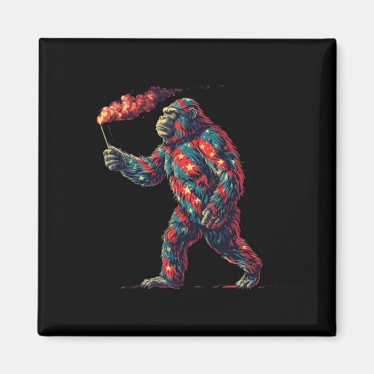 Bigfoot vuurwerk 4 juli Mannen Sasquatch Americ Magneet (Voorkant)