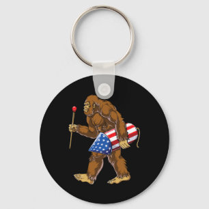 Bigfoot vuurwerk 4 juli Mannen Sasquatch Americ Sleutelhanger