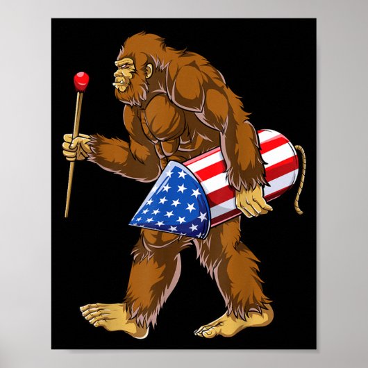 Bigfoot-Vuurwerk 4 juli Mannen Sasquatch Poster (Voorkant)
