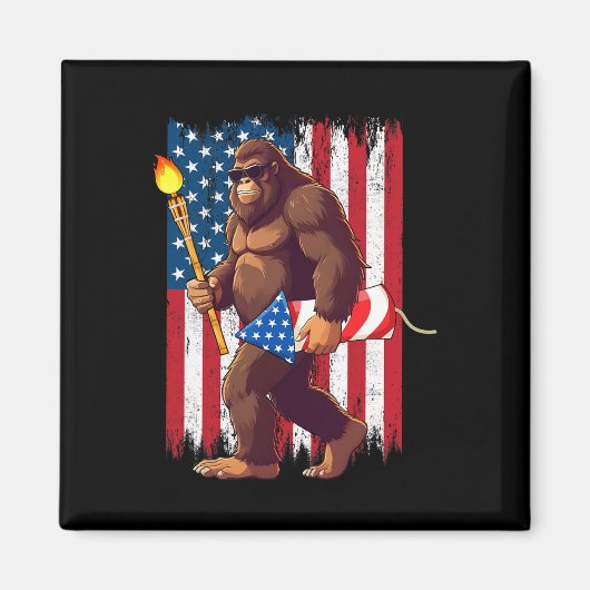 Bigfoot vuurwerk 4 juli Sasquatch American U Magneet (Voorkant)