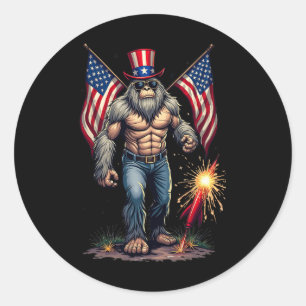 Bigfoot-Vuurwerk 4 juli Sasquatch Amerikaanse U Ronde Sticker