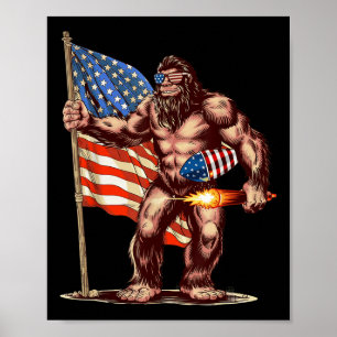 Bigfoot-Vuurwerk 4 juli Sasquatch Amerikaanse V Poster