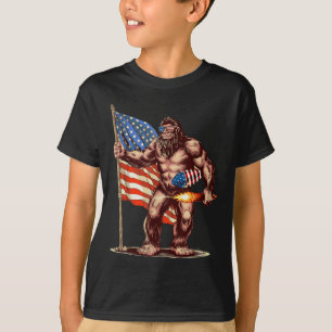 Bigfoot-Vuurwerk 4 juli Sasquatch Amerikaanse V T-shirt