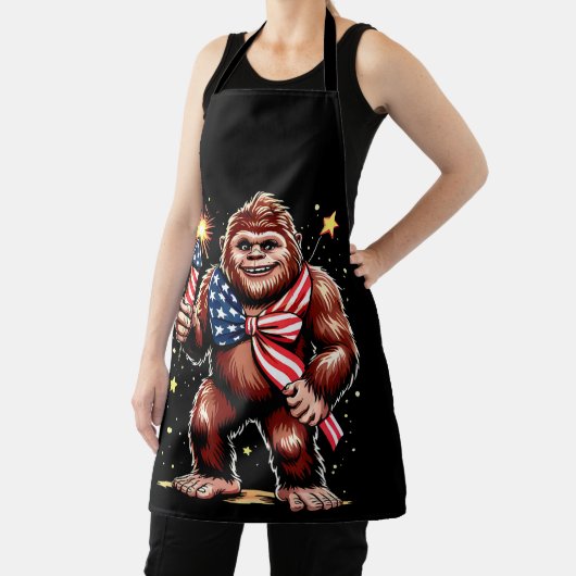 Bigfoot vuurwerk 4 juli Sasquatch VS Amerika Schort (Insitu)