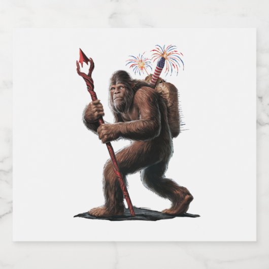 Bigfoot Vuurwerk 4 juli Vlag Sasquatch Bier Etiket (Enkel label)
