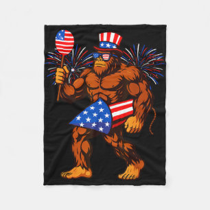 Bigfoot vuurwerk Amerikaanse vlag bigfoot 4 juli Fleece Deken