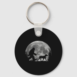 Bigfoot Walking A Dog Funny Great Dane Lovers Moon Sleutelhanger