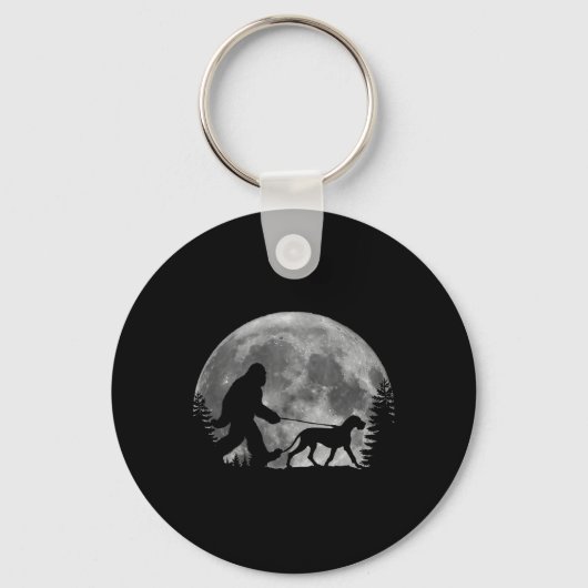 Bigfoot Walking A Dog Funny Great Dane Lovers Moon Sleutelhanger (Voorkant)
