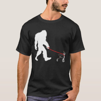 Bigfoot Walking Boston Terrier T-shirt
