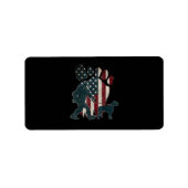 Bigfoot Walking Boxer Silhouette American Usa Flag Etiket (Voorkant)