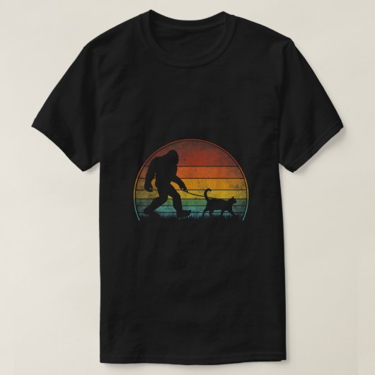 Bigfoot Walking Cat Sasquatch Black Cat Lover Gift T-shirt (Design voorkant)