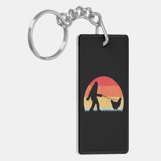 Bigfoot Walking Chicken Sasquatch Grappig Sleutelhanger (Voorkant Links)