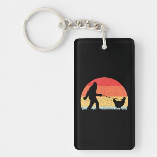 Bigfoot Walking Chicken Sasquatch Grappig Sleutelhanger (Voorkant)