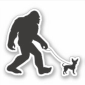 Bigfoot Walking Chihuahua Sticker (Voorkant)