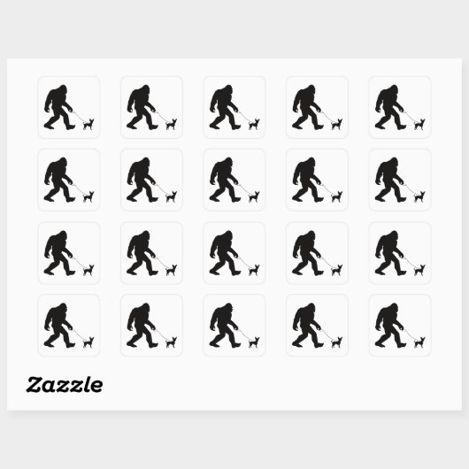 Bigfoot Walking Chihuahua Vierkante Sticker (Vel)