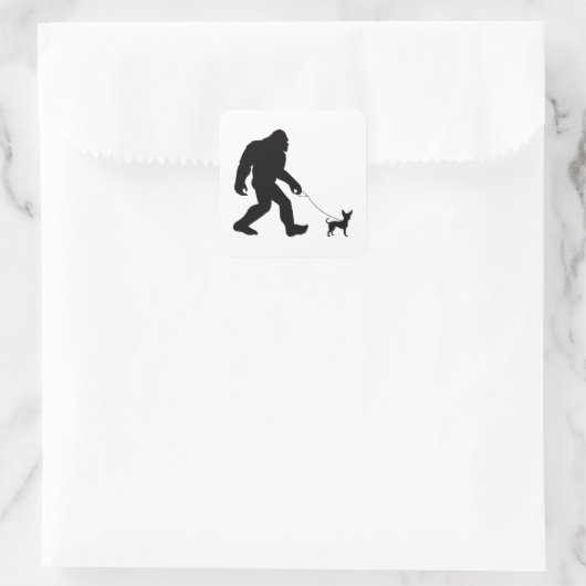 Bigfoot Walking Chihuahua Vierkante Sticker (Tas)