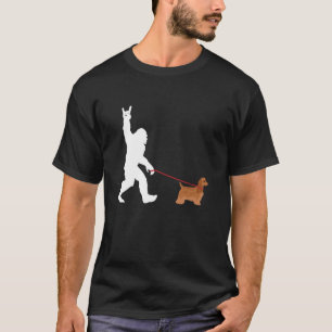 Bigfoot Walking Cocker Spaniel Happy Dog Lovely Pe T-shirt