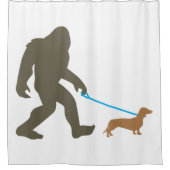 Bigfoot Walking Dachshund Sasquatch Doxie Dog Gift Douchegordijn (Voorkant)