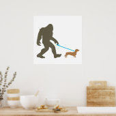 Bigfoot Walking Dachshund Sasquatch Doxie Dog Gift Poster (Keuken)