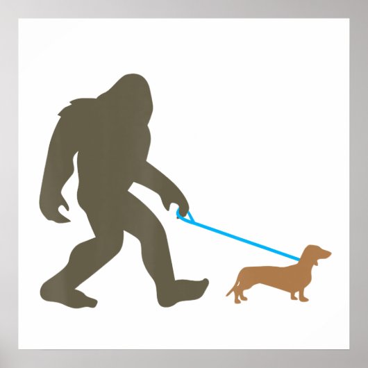 Bigfoot Walking Dachshund Sasquatch Doxie Dog Gift Poster (Voorkant)