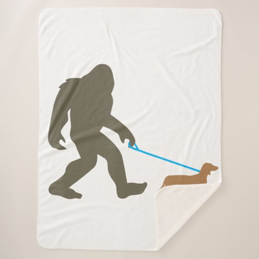 Bigfoot Walking Dachshund Sasquatch Doxie Dog Gift Sherpa Deken (Voorkant)