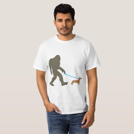 Bigfoot Walking Dachshund Sasquatch Doxie Dog Gift T-shirt (Voorkant volledig)