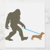 Bigfoot Walking Dachshund Sasquatch Doxie Dog Gift Wijn Etiket (Enkel label)