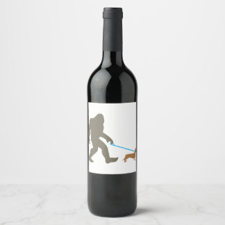 Bigfoot Walking Dachshund Sasquatch Doxie Dog Gift Wijn Etiket
