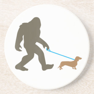 Bigfoot Walking Dachshund Sasquatch Doxie Dog Gift Zandsteen Onderzetter