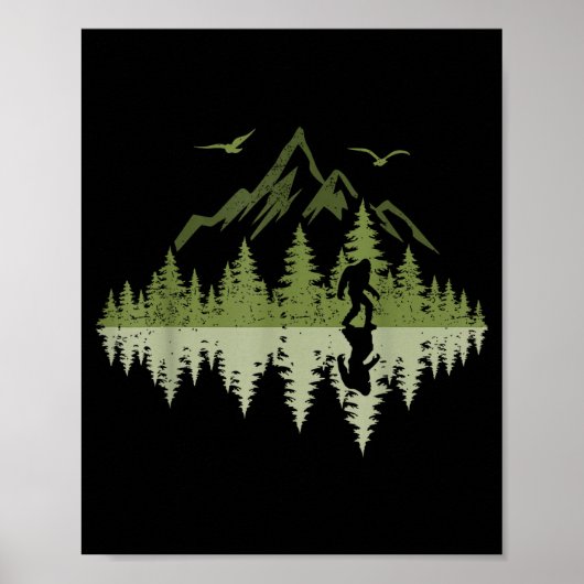 Bigfoot Walking Forest Sasquatch Woods Parks Men W Poster (Voorkant)