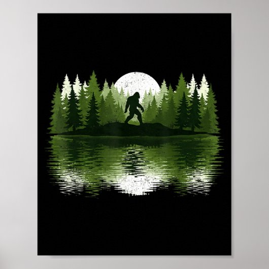Bigfoot Walking Forest Sasquatch Woods Parks Men W Poster (Voorkant)