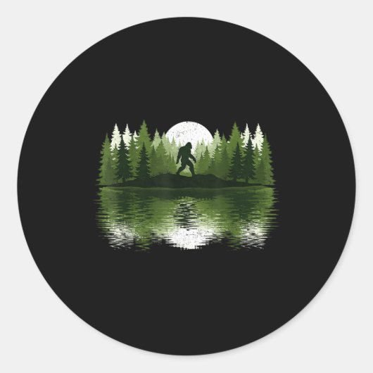 Bigfoot Walking Forest Sasquatch Woods Parks Men W Ronde Sticker (Voorkant)