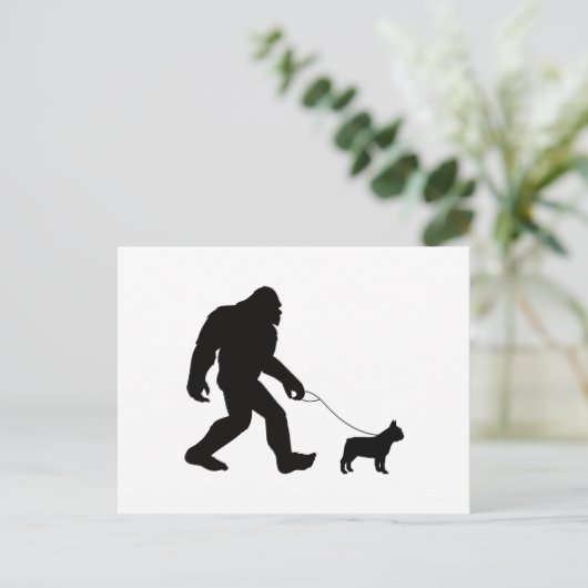 Bigfoot Walking French Bulldog Briefkaart (Staand voorkant)