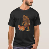 Bigfoot Walking French Bulldog Funny Sasquatch Gif T-shirt (Voorkant)