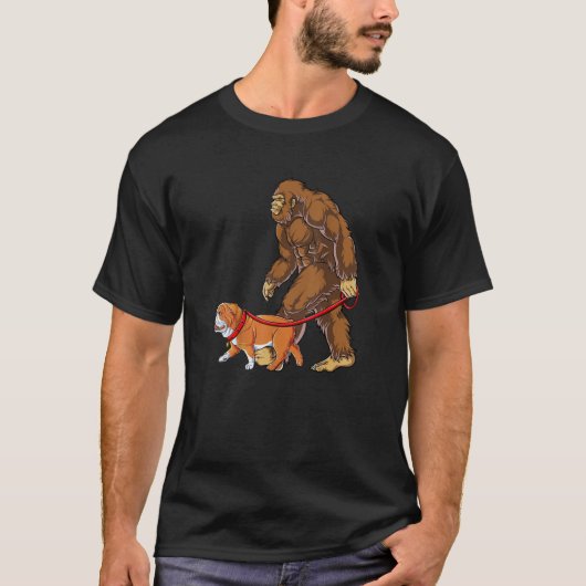 Bigfoot Walking French Bulldog Funny Sasquatch Gif T-shirt (Voorkant)