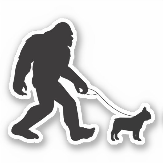 Bigfoot Walking French Bulldog Sticker (Voorkant)