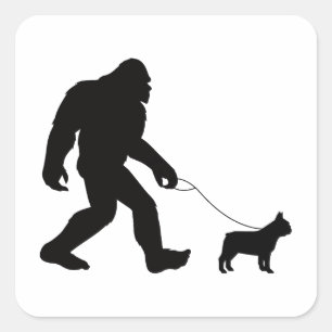 Bigfoot Walking French Bulldog Vierkante Sticker