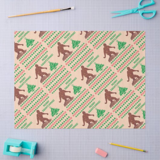 Bigfoot Walking Funny Kerstfeestay Print Tissuepapier (Craft)