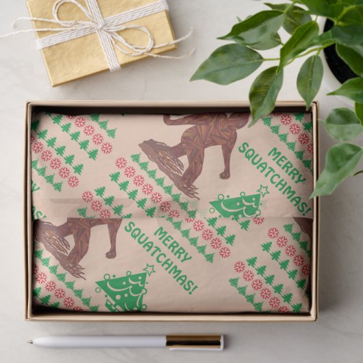 Bigfoot Walking Funny Kerstfeestay Print Tissuepapier (Geschenk)