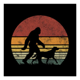 Bigfoot Walking Labrador Retriever Dog  Perfect Poster