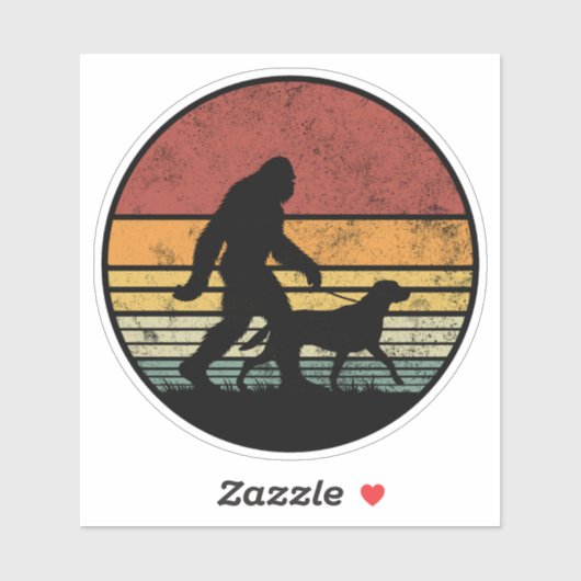 Bigfoot Walking Labrador Retriever Dog  Sticker (Vel)