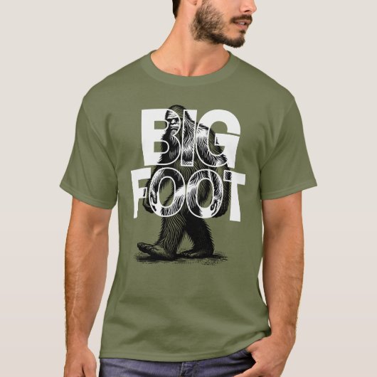 Bigfoot Walking - Monochrome Cryptid T-shirt (Voorkant)