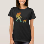 Bigfoot Walking Norwegian Buhund Funny Sasquatch P T-shirt (Voorkant)