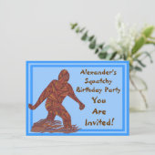 Bigfoot Walking Sasquatch Blauw Verjaardagsfeest Kaart (Staand voorkant)