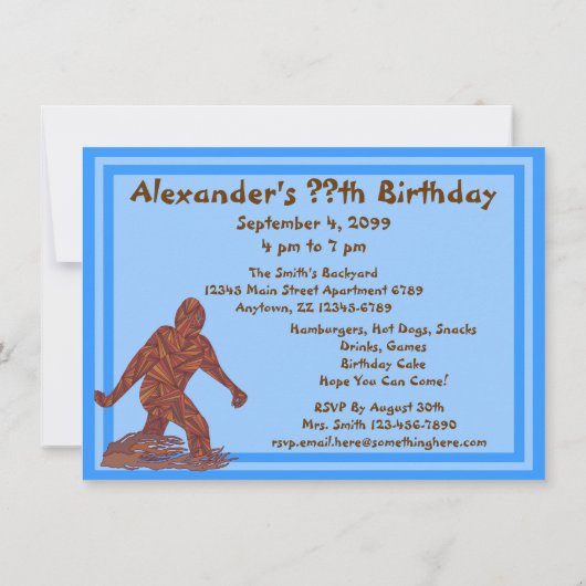 Bigfoot Walking Sasquatch Blauw Verjaardagsfeest Kaart (Achterkant)