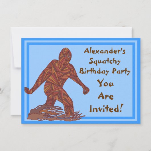 Bigfoot Walking Sasquatch Blauw Verjaardagsfeest Kaart (Voorkant)