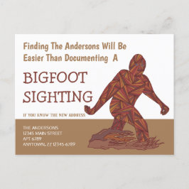 Bigfoot Walking Sasquatch Cute Funny New Address Aankondigingskaart