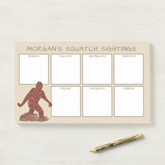 Bigfoot Walking Sasquatch Funny Sightings Post-it® Notes (Op bureau)