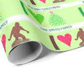 Bigfoot Walking Sasquatch I Heart Christmas Fun Cadeaupapier (Rol Hoek)